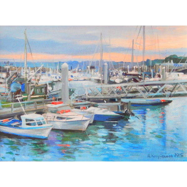 Dusk in the port of Saint Quay